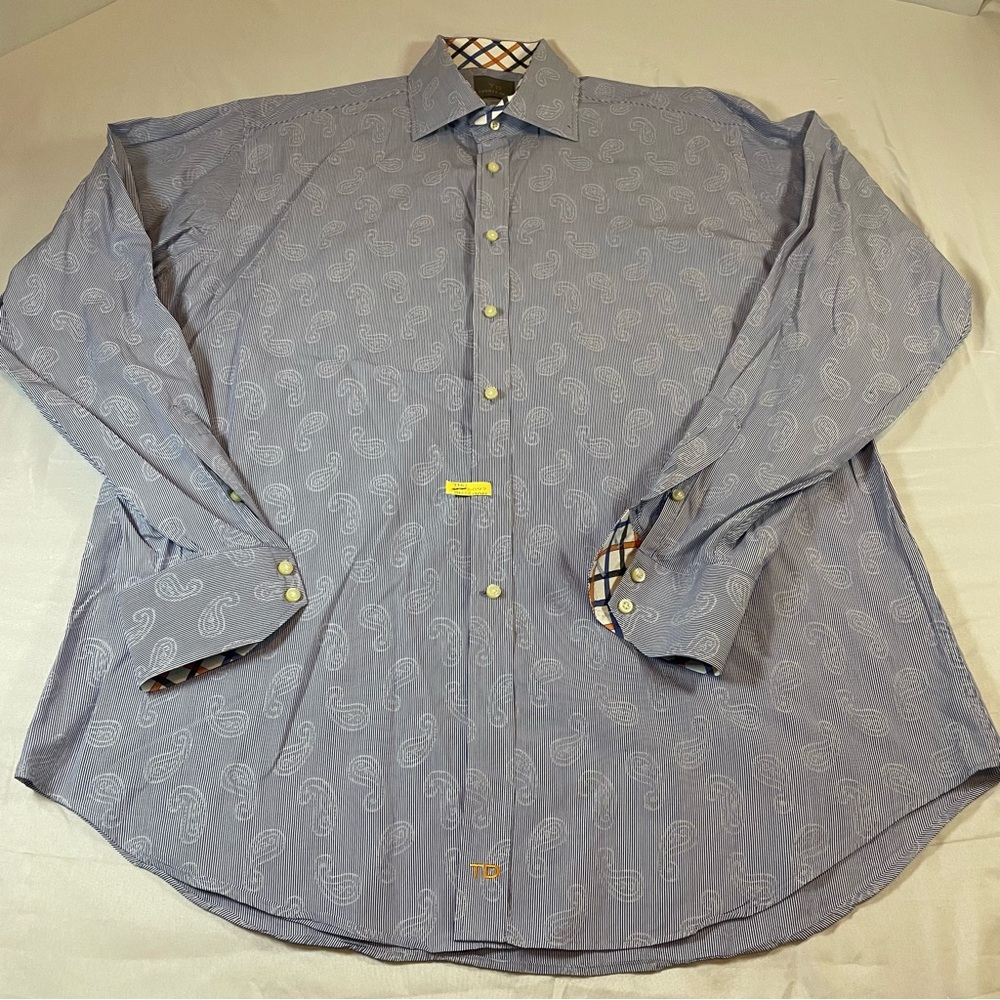 Thomas Dean Light Blue‎ Paisley Button Down Shirt